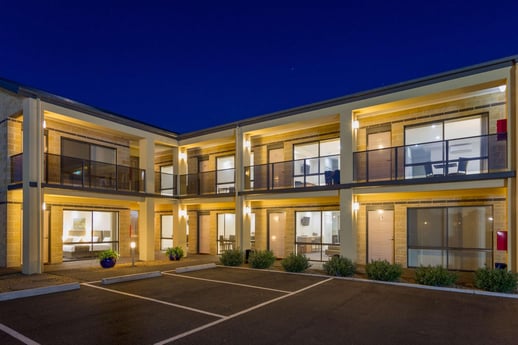 The exterior of the Bay Motel
