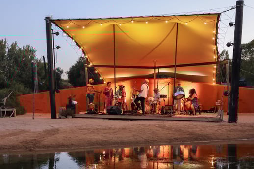 Nicky Bomba performing on the Amphitheatre stage