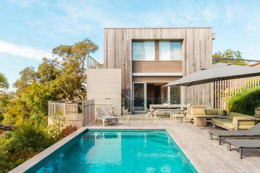 A large house with a pool