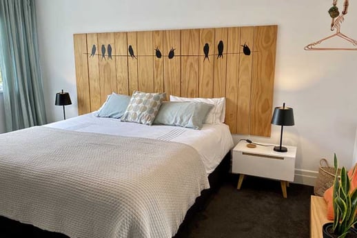 A bed located in Sunnyside Up B&B